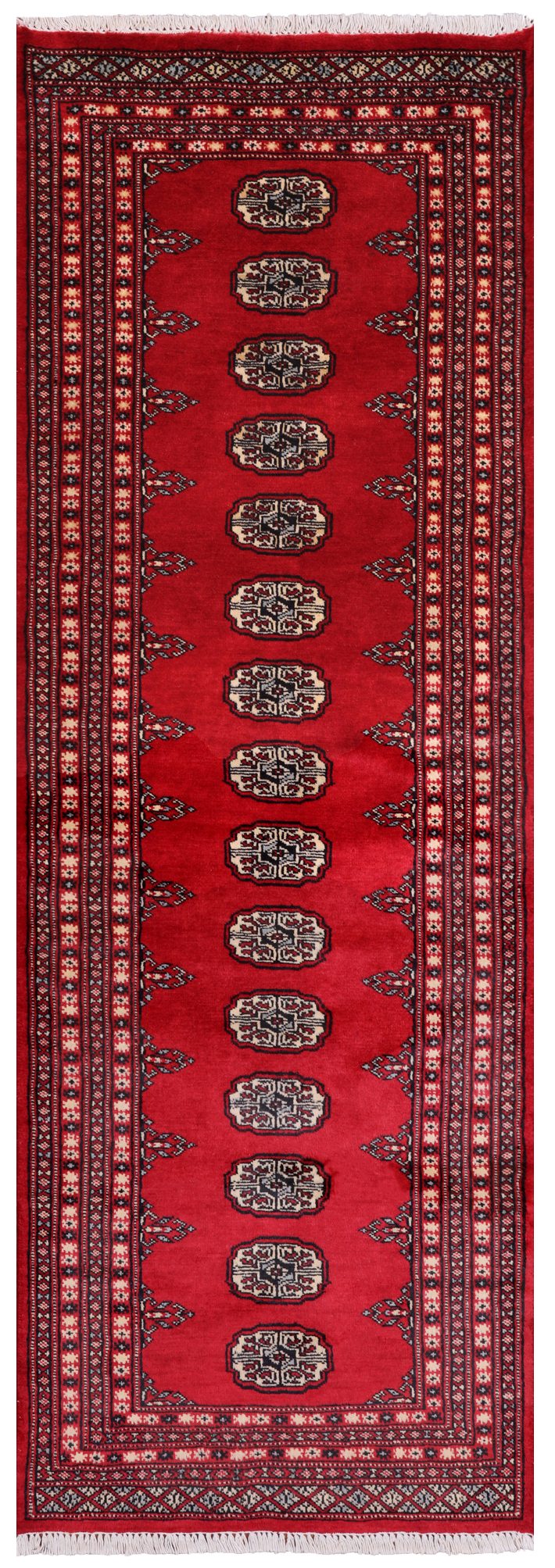 Red Bokhara Handmade Wool Runner Rug - 2' 5" X 7' 2"