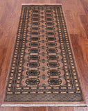 Light Brown Bokhara Handmade Wool Runner Rug - 2' 8" X 7' 1"
