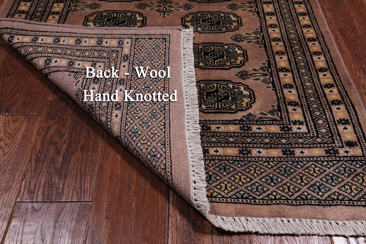 Light Brown Bokhara Handmade Wool Runner Rug - 2' 8" X 7' 1"