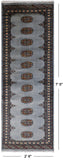 Grey Bokhara Hand Knotted Wool Runner Rug - 2' 6" X 7' 5"
