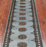Grey Bokhara Hand Knotted Wool Runner Rug - 2' 6" X 7' 5"