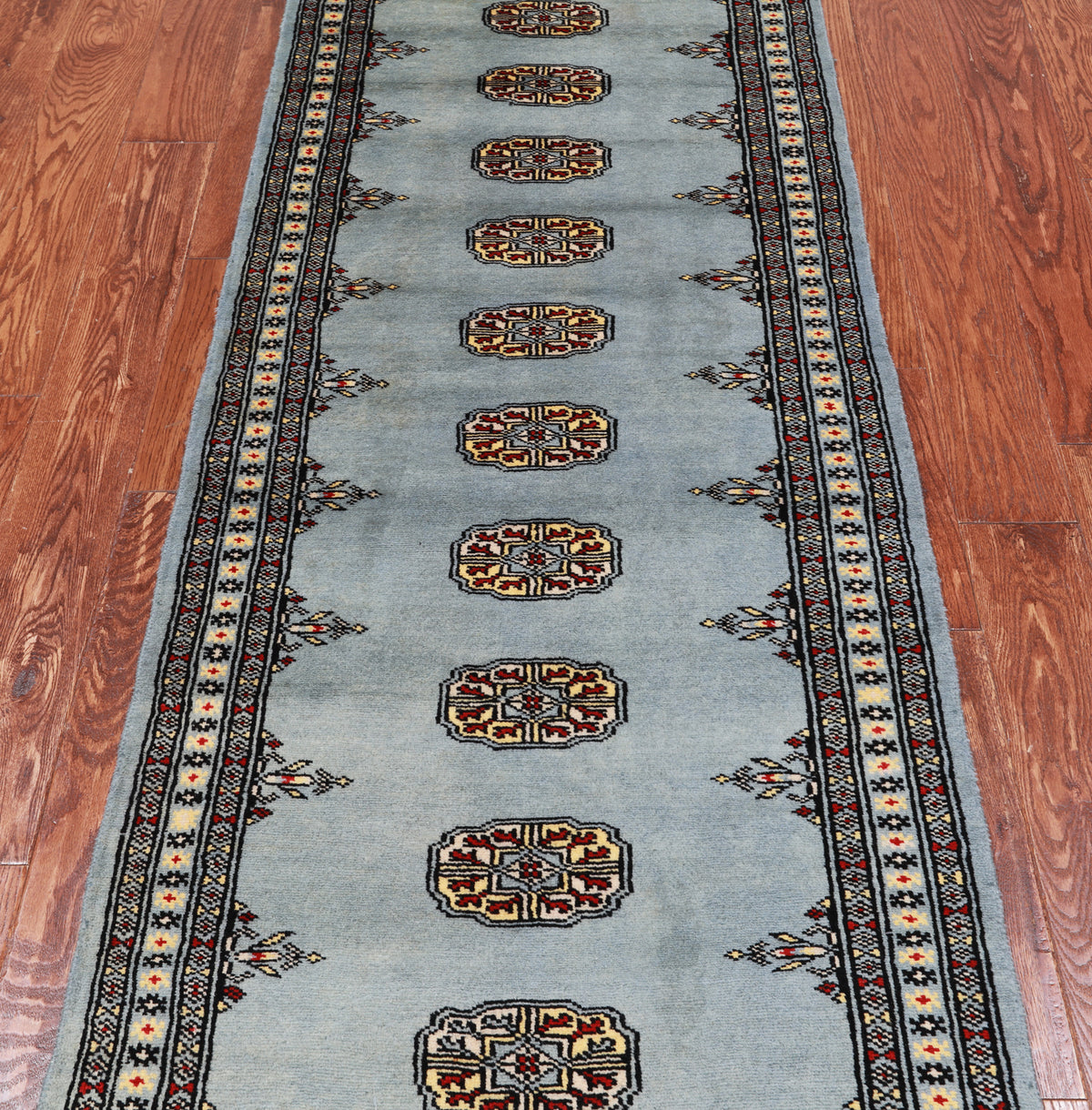 Grey Bokhara Hand Knotted Wool Runner Rug - 2' 6" X 7' 5"