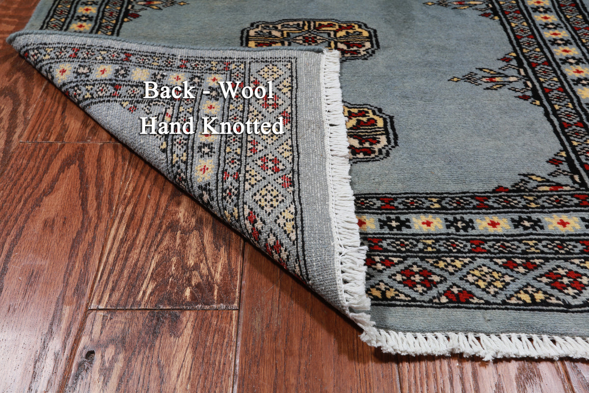 Grey Bokhara Hand Knotted Wool Runner Rug - 2' 6" X 7' 5"