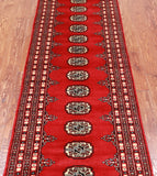 Red Bokhara Hand Knotted Wool Runner Rug - 2' 5" X 7' 3"