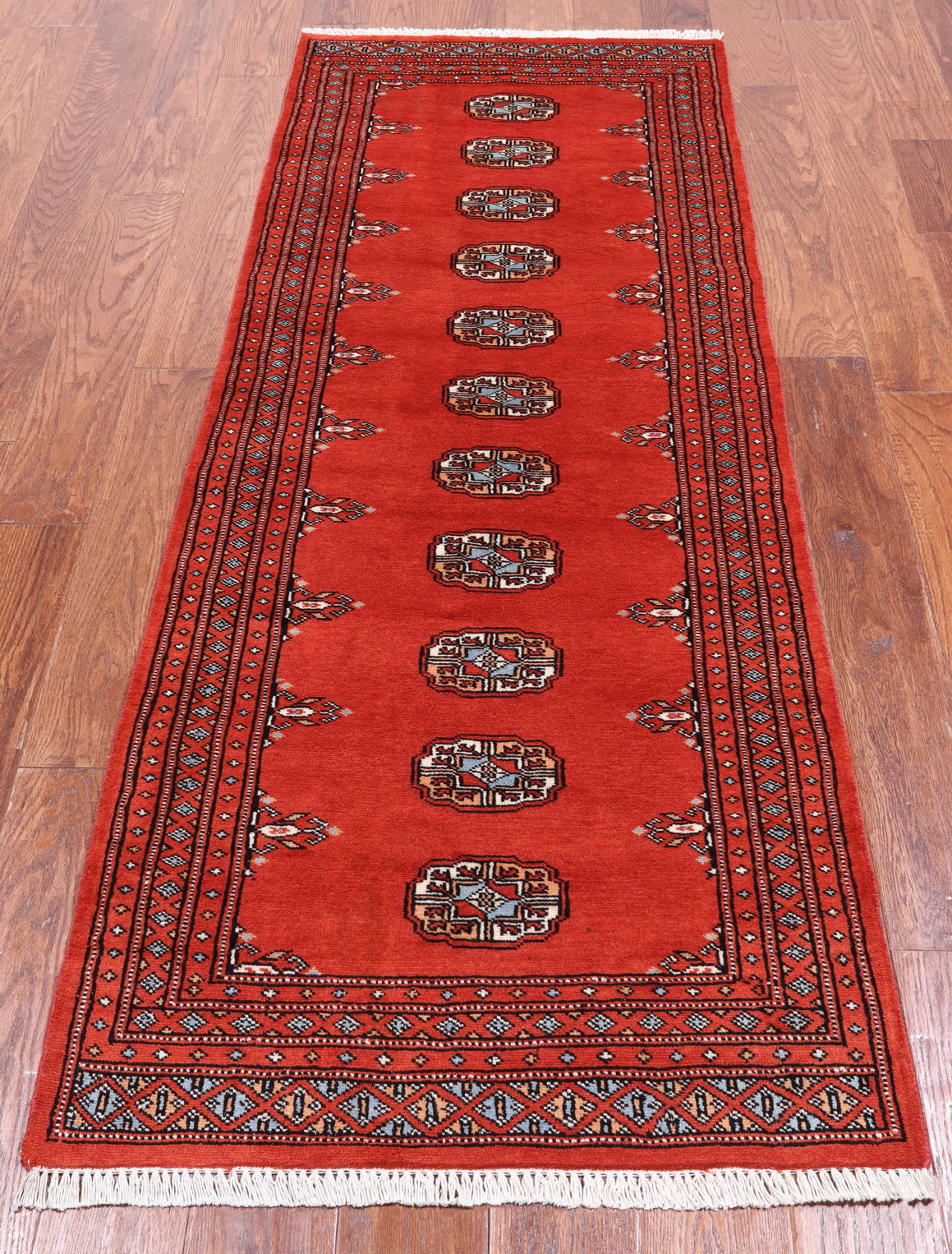 Rust Bokhara Handmade Wool Runner Rug - 2' 6" X 6' 9"