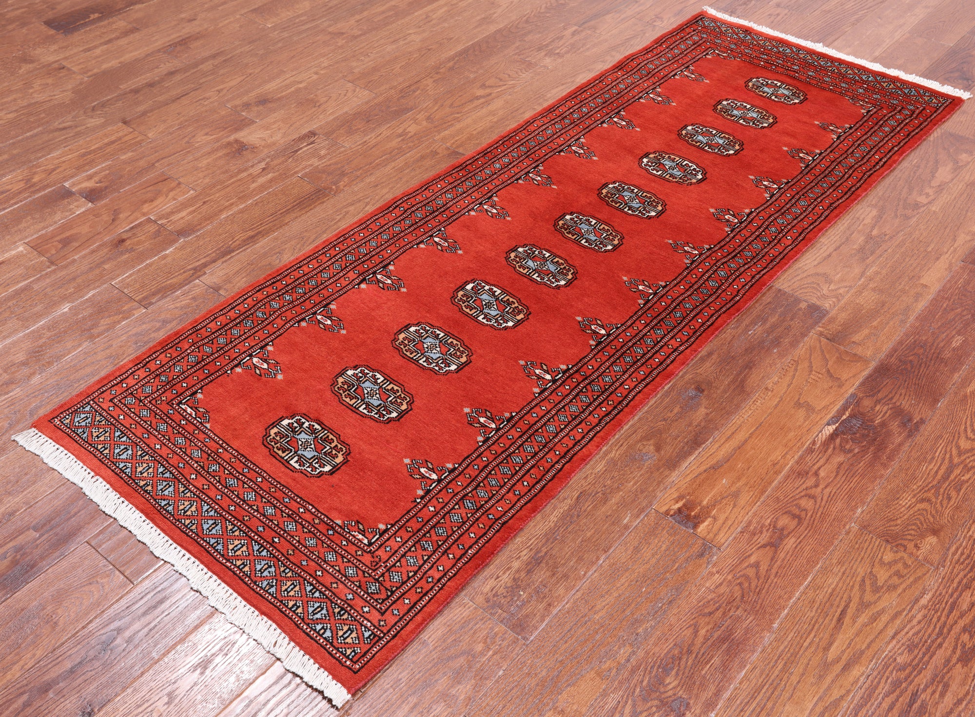 Rust Bokhara Handmade Wool Runner Rug - 2' 6" X 6' 9"