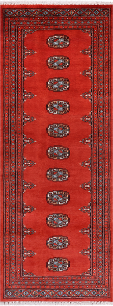 Rust Bokhara Handmade Wool Runner Rug - 2' 6" X 6' 9"