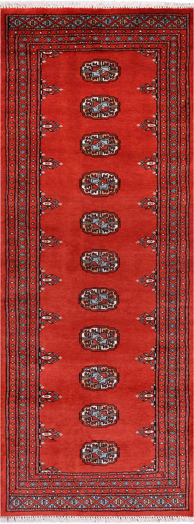 Rust Bokhara Handmade Wool Runner Rug - 2' 6" X 6' 9"
