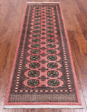 Pink Bokhara Hand Knotted Wool Runner Rug - 2' 6" X 7' 10"
