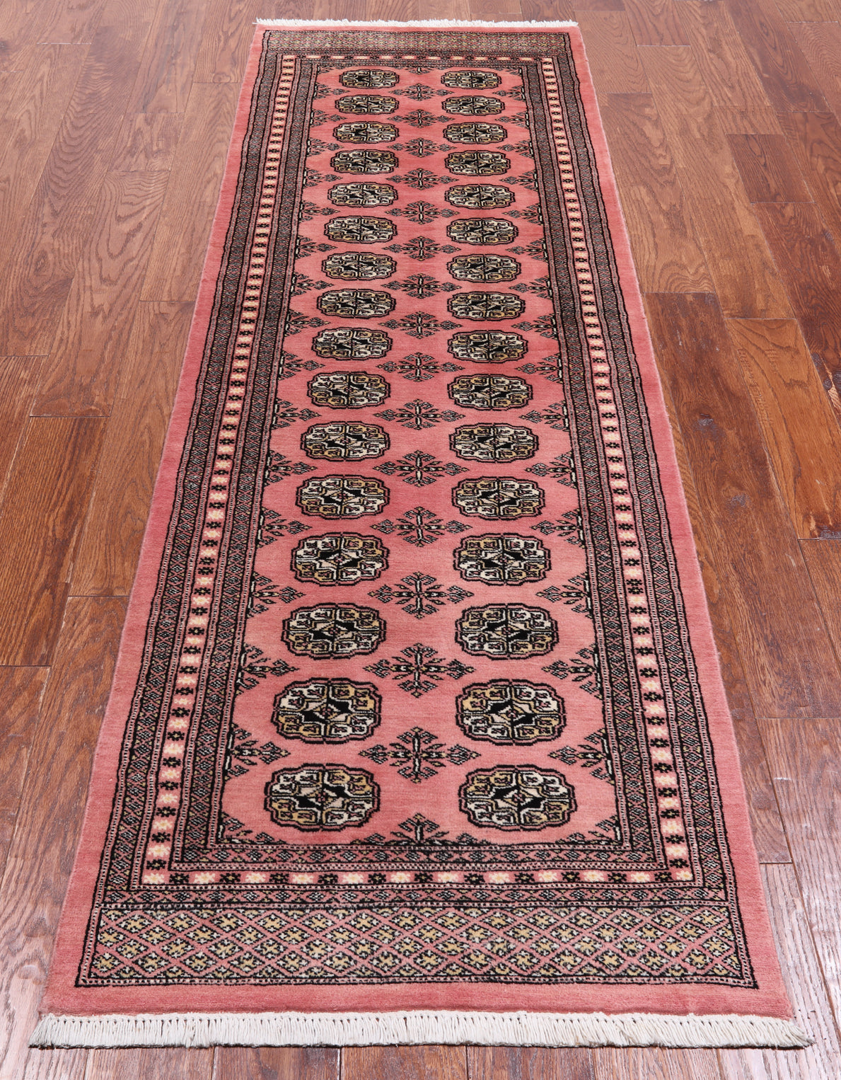 Pink Bokhara Hand Knotted Wool Runner Rug - 2' 6" X 7' 10"