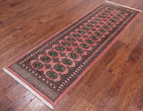 Pink Bokhara Hand Knotted Wool Runner Rug - 2' 6" X 7' 10"