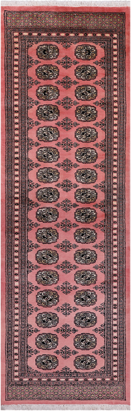 Pink Bokhara Hand Knotted Wool Runner Rug - 2' 6" X 7' 10"