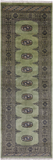 Green Bokhara Hand Knotted Wool Runner Rug - 2' 6" X 7' 7"