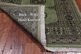 Green Bokhara Hand Knotted Wool Runner Rug - 2' 6" X 7' 7"