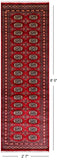 Red Bokhara Hand-Knotted Wool Runner Rug - 2' 7" X 8' 0"