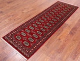 Red Bokhara Hand-Knotted Wool Runner Rug - 2' 7" X 8' 0"