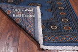 Blue Bokhara Hand Knotted Wool Runner Rug - 2' 6" X 8' 2"