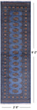 Blue Bokhara Hand Knotted Wool Runner Rug - 2' 6" X 8' 2"