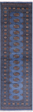 Blue Bokhara Hand Knotted Wool Runner Rug - 2' 6" X 8' 2"