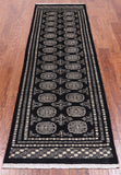 Black Bokhara Handmade Wool Runner Rug - 2' 6" X 8' 0"