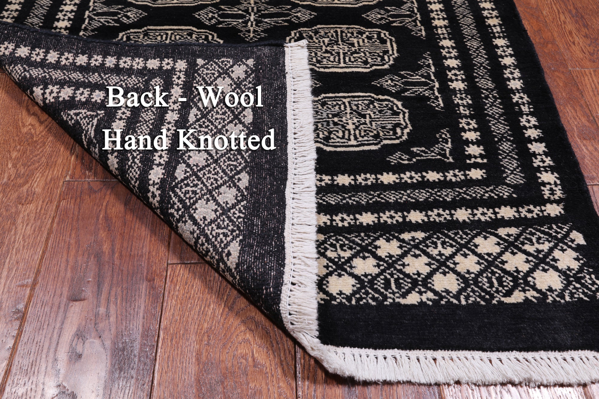 Black Bokhara Handmade Wool Runner Rug - 2' 6" X 8' 0"