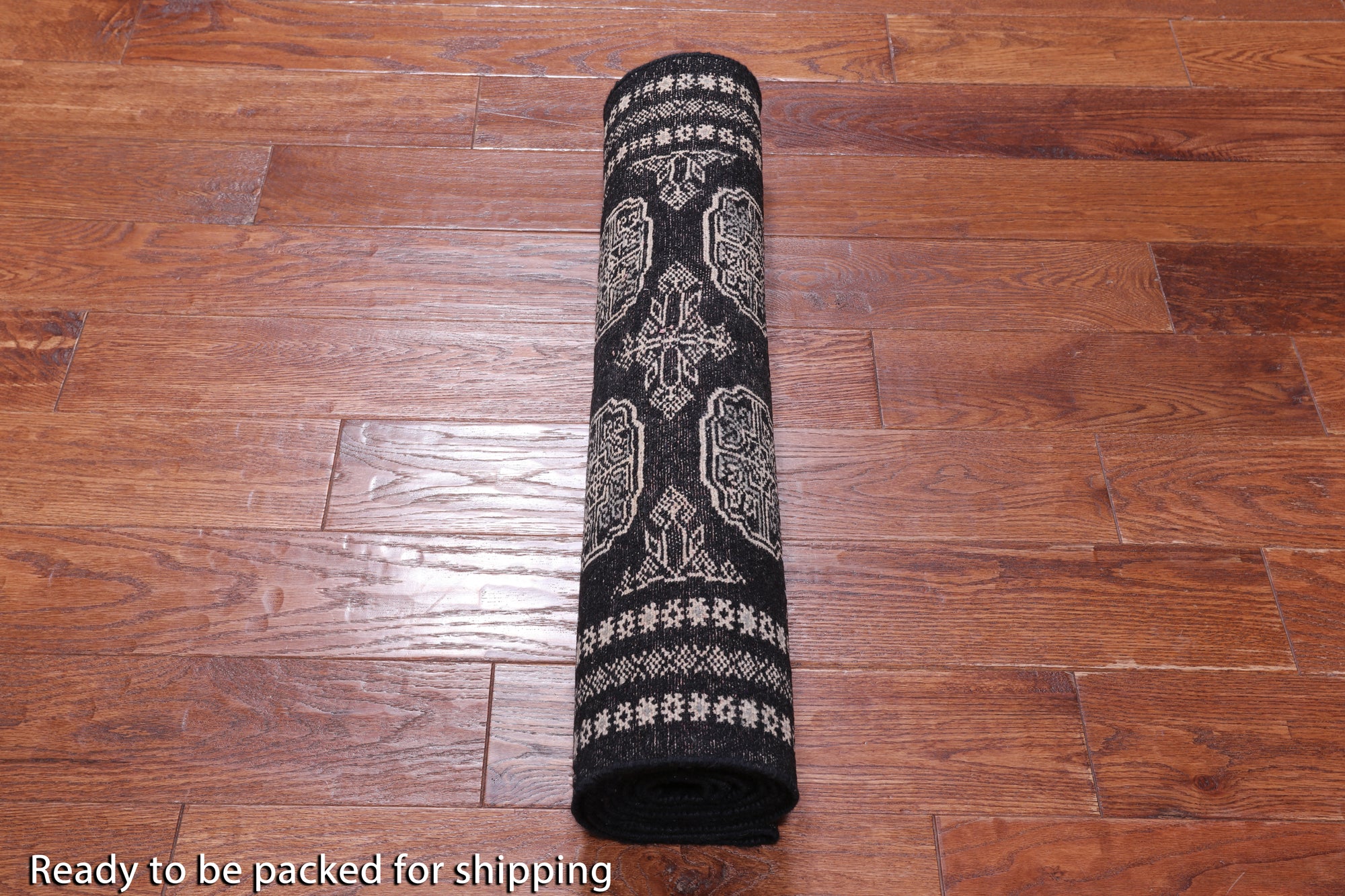 Black Bokhara Handmade Wool Runner Rug - 2' 6" X 8' 0"