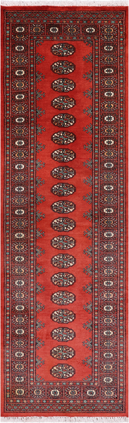 Rust Bokhara Handmade Wool Runner Rug - 2' 6" X 8' 0"