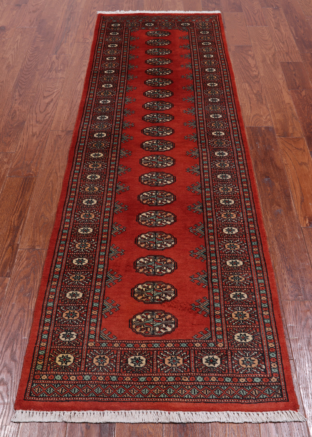 Rust Bokhara Handmade Wool Runner Rug - 2' 6" X 8' 0"