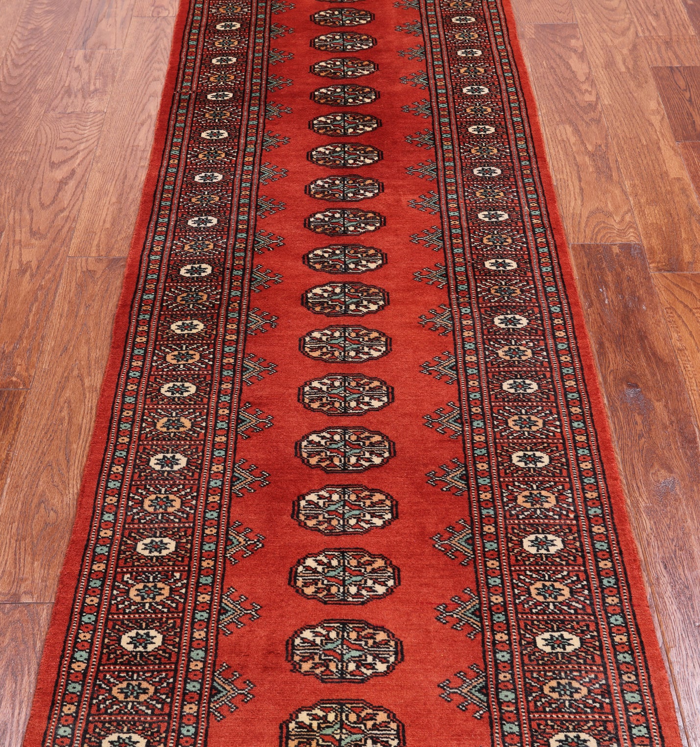 Rust Bokhara Handmade Wool Runner Rug - 2' 6" X 8' 0"