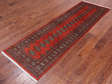 Rust Bokhara Handmade Wool Runner Rug - 2' 6" X 8' 0"