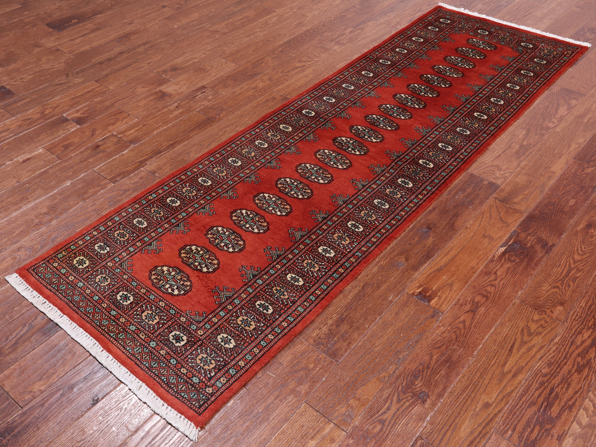 Rust Bokhara Handmade Wool Runner Rug - 2' 6" X 8' 0"