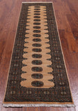 Beige Bokhara Hand Knotted Wool Runner Rug - 2' 6" X 8' 6"