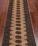 Beige Bokhara Hand Knotted Wool Runner Rug - 2' 6" X 8' 6"