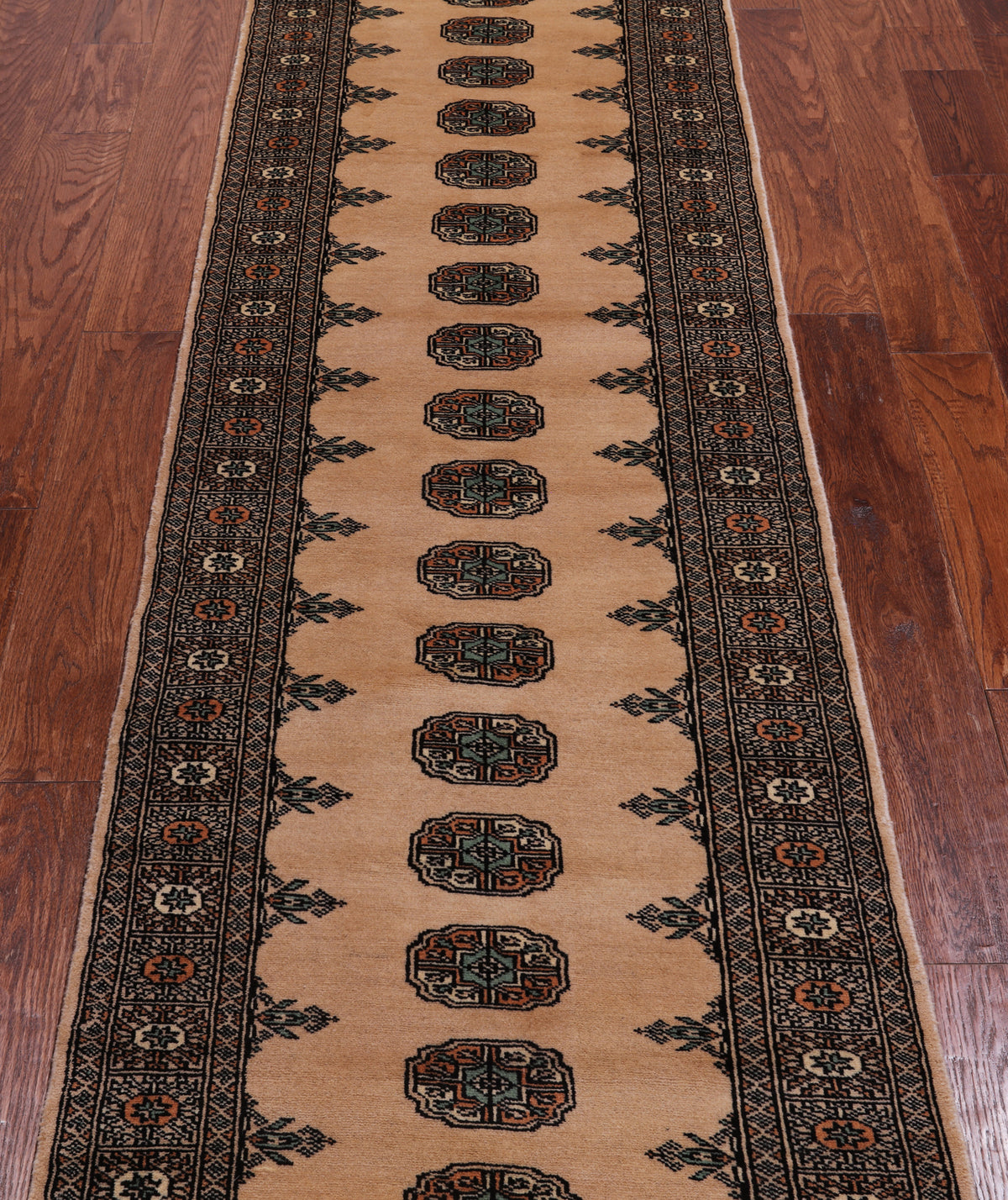Beige Bokhara Hand Knotted Wool Runner Rug - 2' 6" X 8' 6"