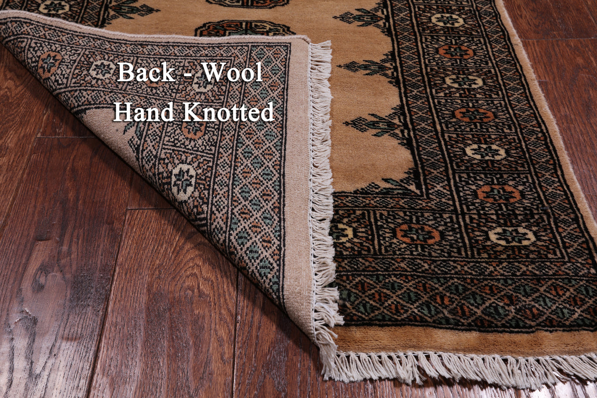 Beige Bokhara Hand Knotted Wool Runner Rug - 2' 6" X 8' 6"