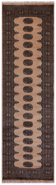 Beige Bokhara Hand Knotted Wool Runner Rug - 2' 6" X 8' 6"