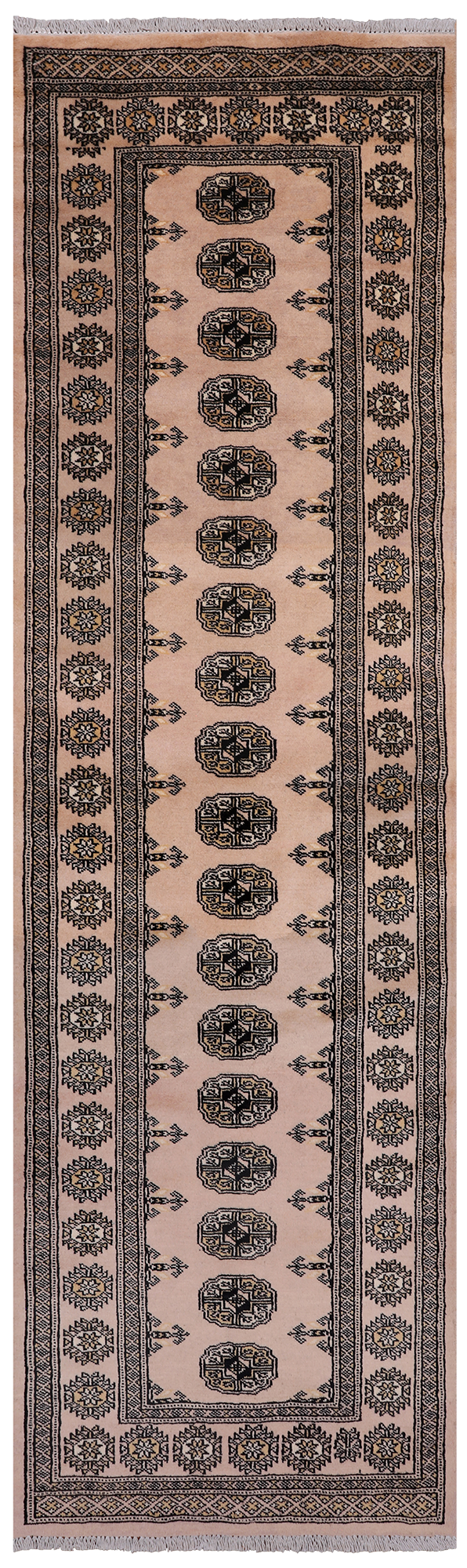 Beige Bokhara Handmade Wool Runner Rug - 2' 7" X 9' 1"