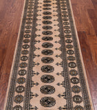 Beige Bokhara Hand Knotted Wool Runner Rug - 2' 7" X 9' 2"