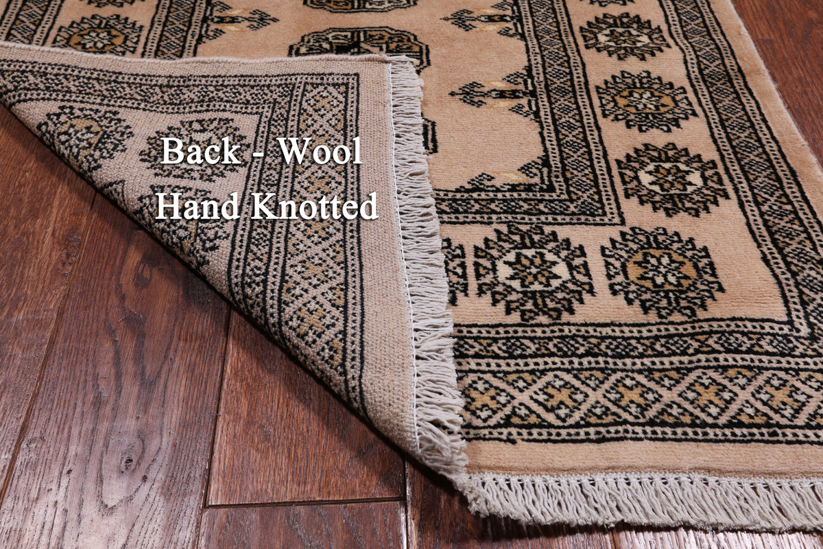 Beige Bokhara Hand Knotted Wool Runner Rug - 2' 7" X 9' 2"