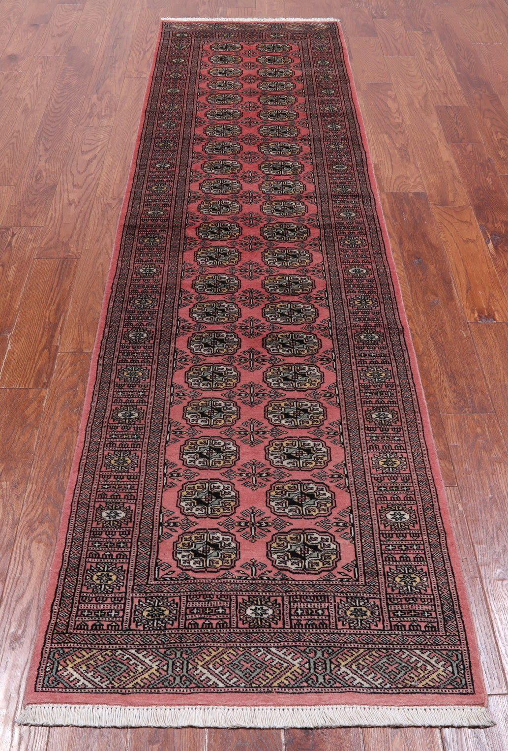Pink Bokhara Hand Knotted Wool Runner Rug - 2' 6" X 9' 8"