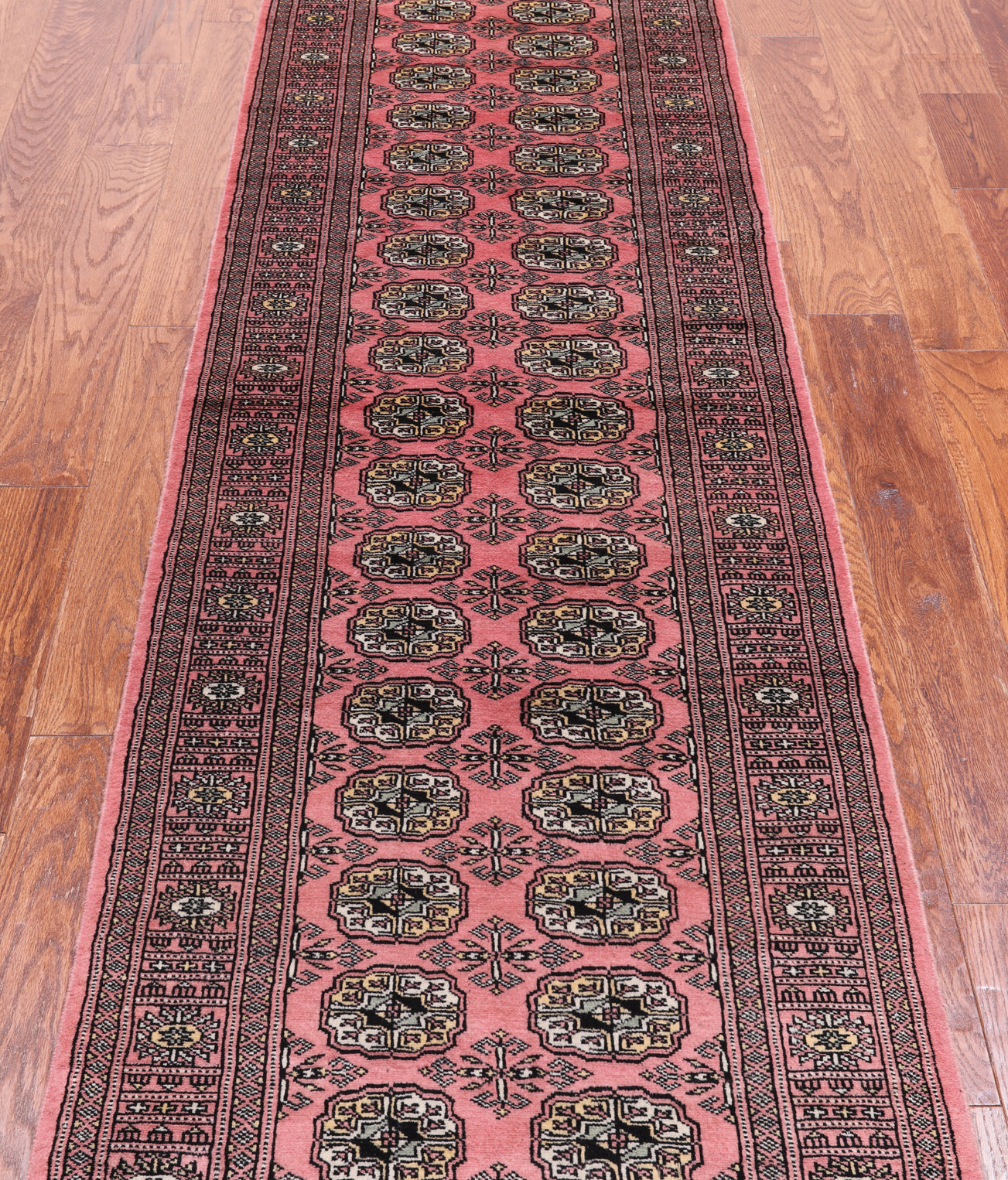 Pink Bokhara Hand Knotted Wool Runner Rug - 2' 6" X 9' 8"