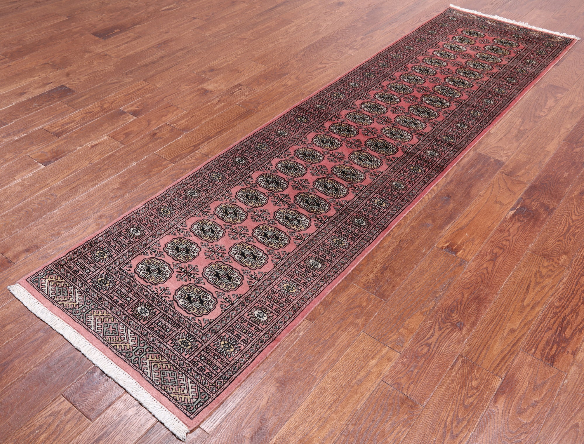 Pink Bokhara Hand Knotted Wool Runner Rug - 2' 6" X 9' 8"