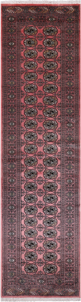 Pink Bokhara Hand Knotted Wool Runner Rug - 2' 6" X 9' 8"