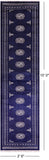 Navy Blue Bokhara Hand Knotted Wool Runner Rug - 2' 6" X 10' 0"