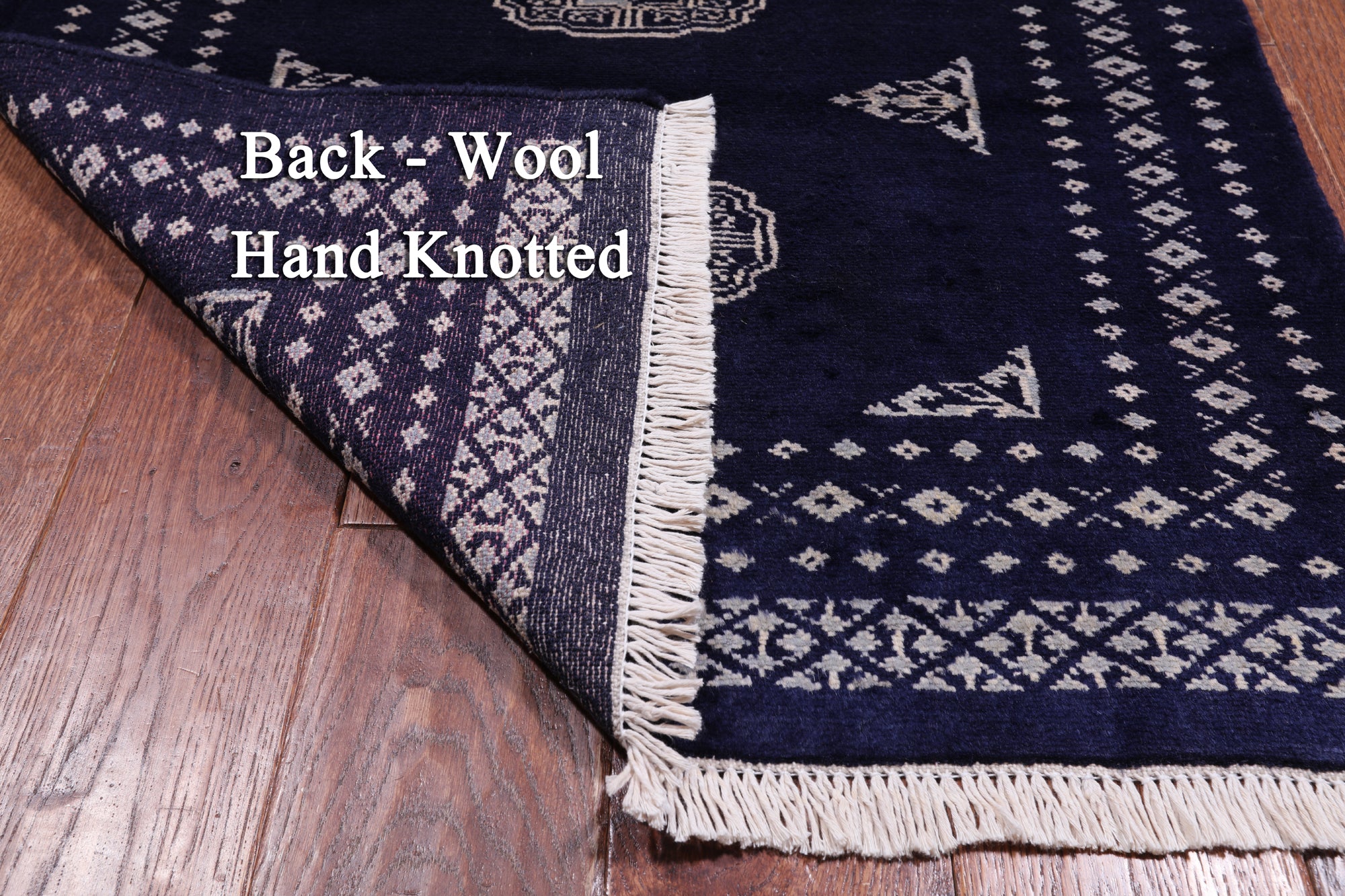 Navy Blue Bokhara Hand Knotted Wool Runner Rug - 2' 6" X 10' 0"