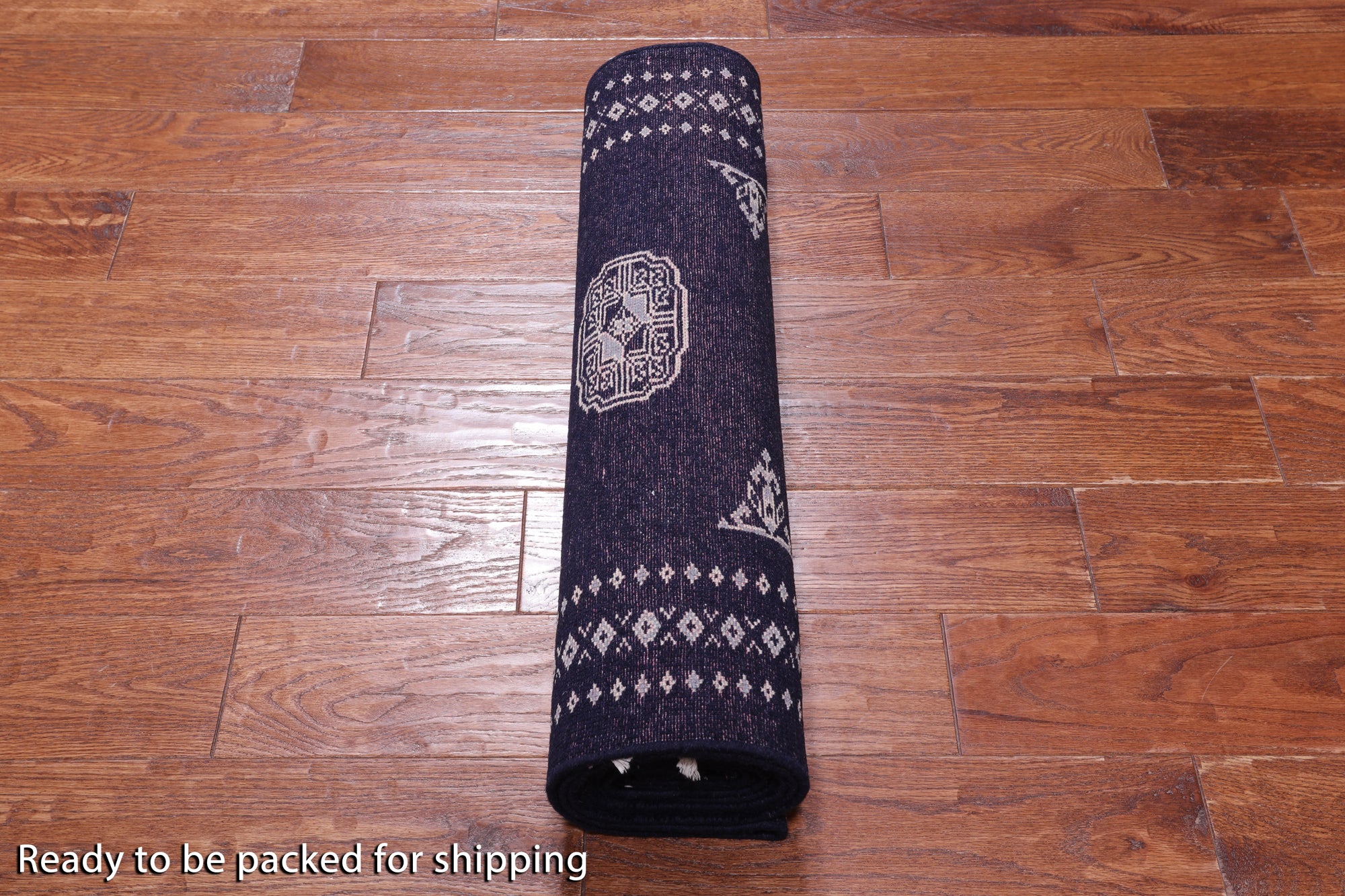 Navy Blue Bokhara Hand Knotted Wool Runner Rug - 2' 6" X 10' 0"