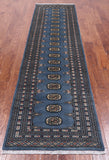 Blue Bokhara Hand Knotted Wool Runner Rug - 2' 6" X 9' 10"