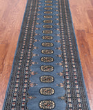 Blue Bokhara Hand Knotted Wool Runner Rug - 2' 6" X 9' 10"