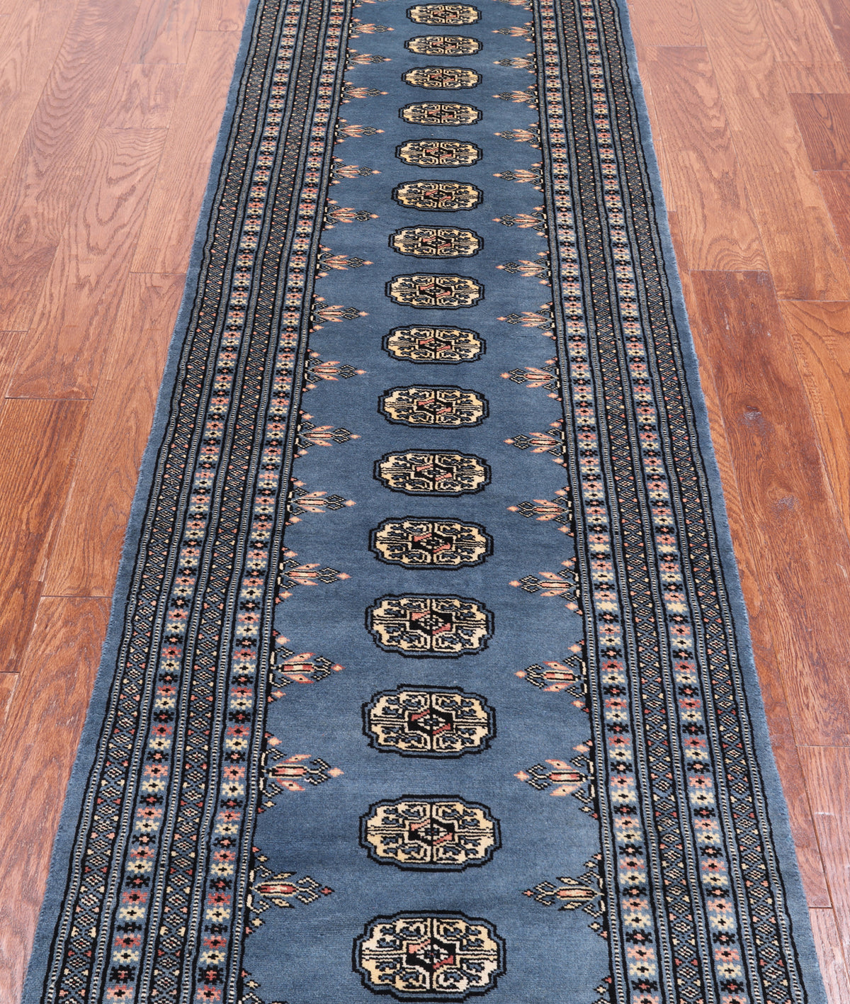 Blue Bokhara Hand Knotted Wool Runner Rug - 2' 6" X 9' 10"
