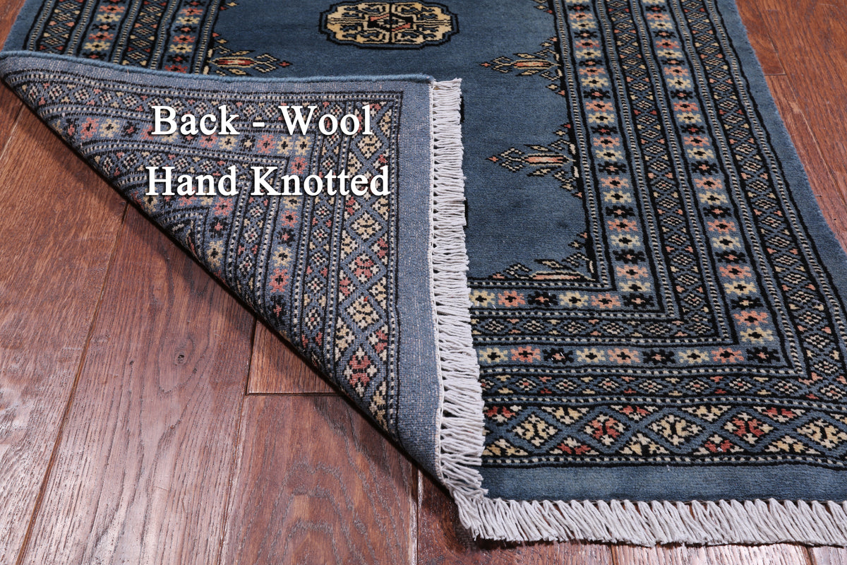 Blue Bokhara Hand Knotted Wool Runner Rug - 2' 6" X 9' 10"